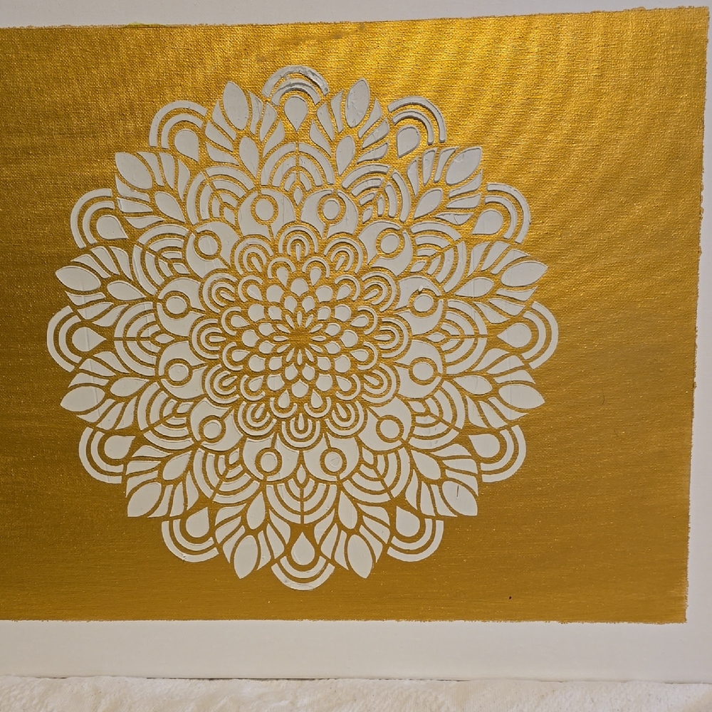 Elegant Gold and White Mandala Wall Art
